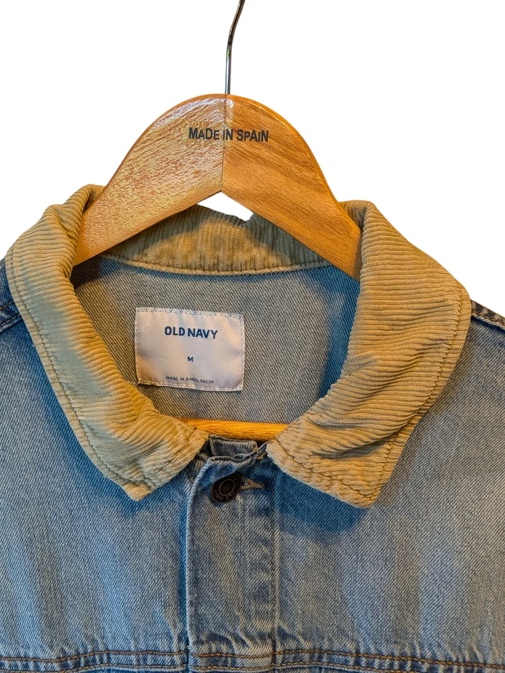 Old Navy Light Blue Denim Jacket with Tan Corduroy Collar